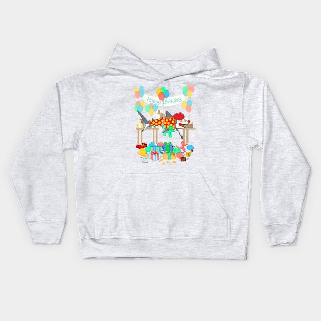 The Birthday Party Clown Shark Kids Hoodie by nickv47